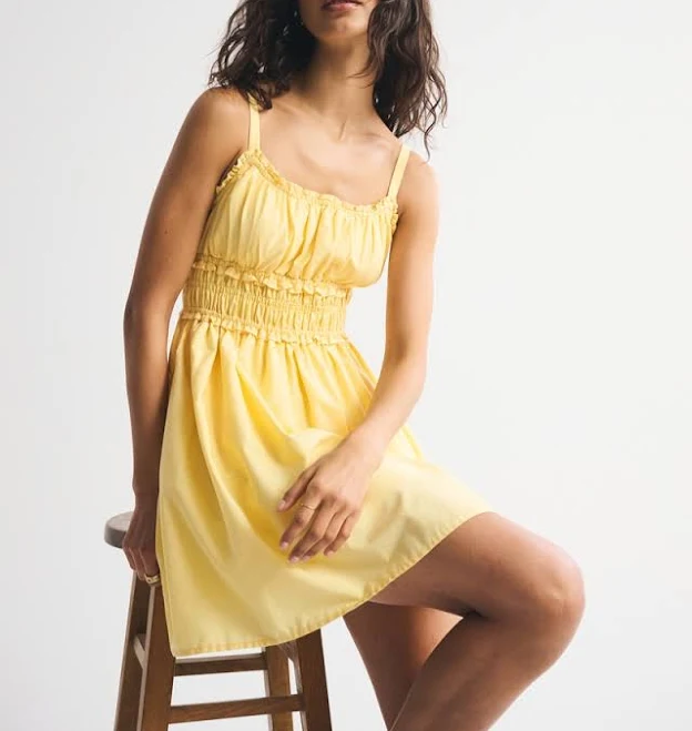 Abercrombie & Fitch Women's Bra-Free Smocked Waist Mini Dress