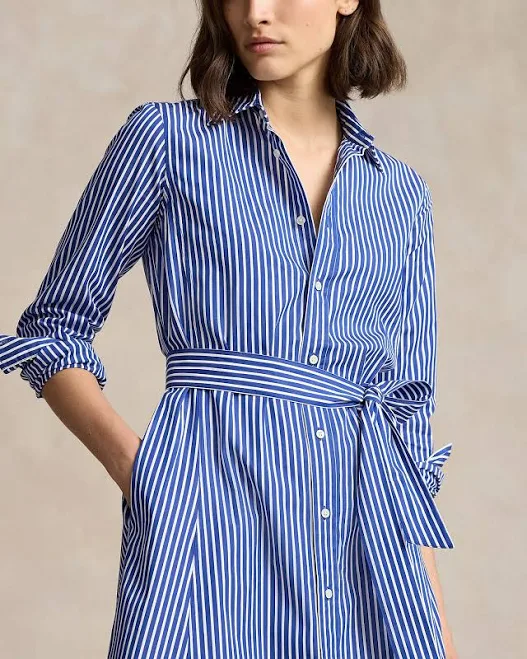 Polo Ralph Lauren Women's Belted Striped Cotton Shirtdress