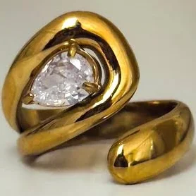 18K Oversized Chunky Gold CZ Stackable Ring