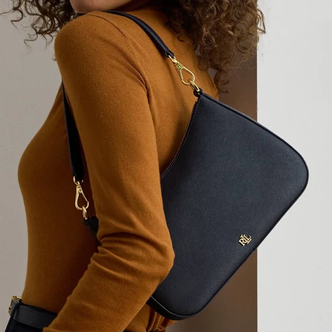 Ralph Lauren Women's Crosshatch Leather Medium Danni Shoulder Bag