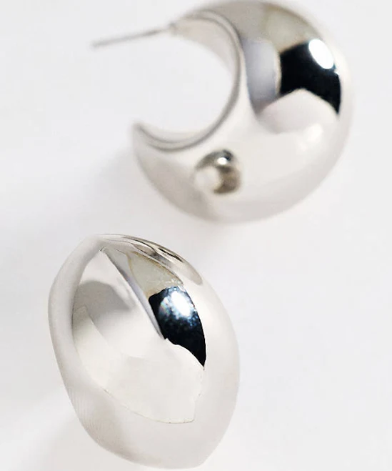 Anthropologie Chunky Puff Hoop Earrings