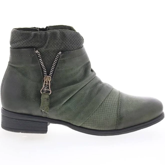Miz Mooz Size 9 Miz Mooz Sunny-QVC Womens Green Leather Zipper Ankle & Booties Boots unisex