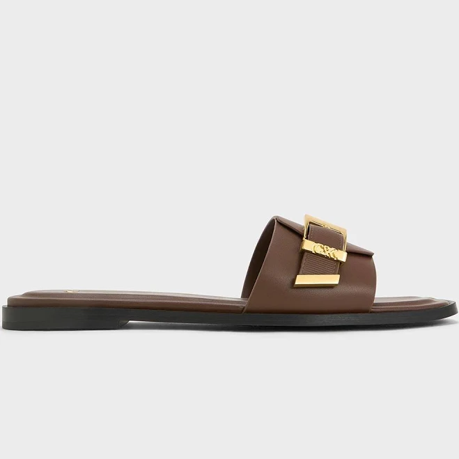 Charles & Keith Whitney Leather Slide Sandals