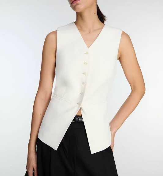 Oak + Fort Button Front Suiting Vest