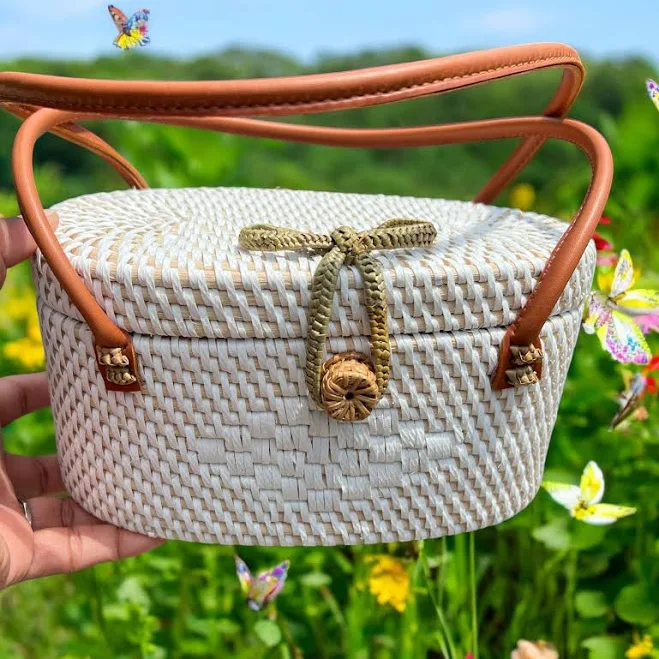 Mini Woven Rattan Top Handle Bag