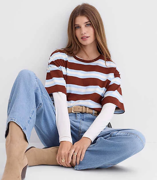 Loft Women's Striped Jersey Modern T-Shirt