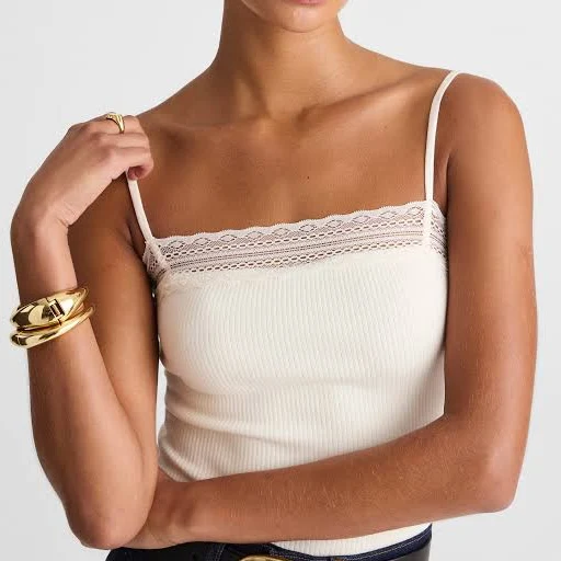 Madewell Women's Lace-Trim Square-Neck Tank