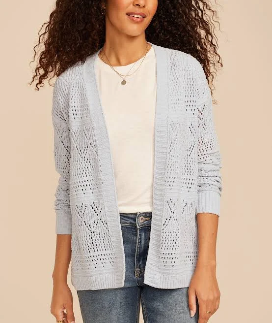 maurices Women's Mixed Pointelle Open Front Cardigan