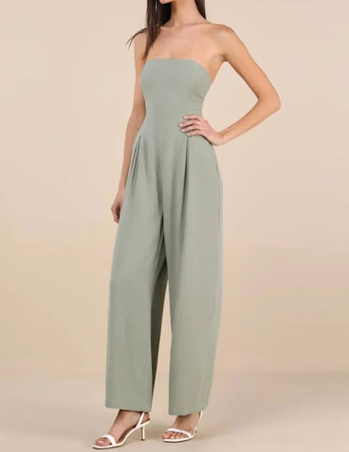 Lulus Light Brown Linen Wide-Leg Jumpsuit Womens