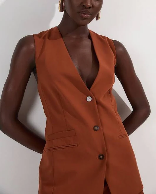 Karen Millen Women's Tailored Twill Essential Single Breasted Waistcoat