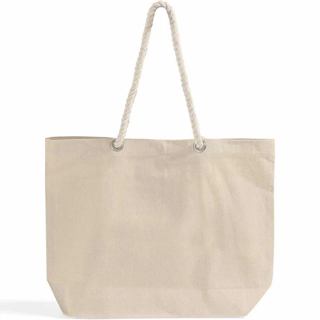 Canvas Beach Tote Bag with Rope Handles