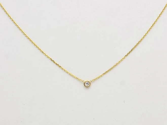 14K Gold Diamond Solitaire Necklace