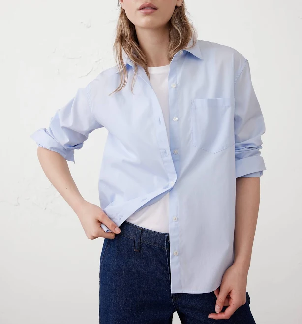 Crisp Blue Women's Classic Poplin Shirt