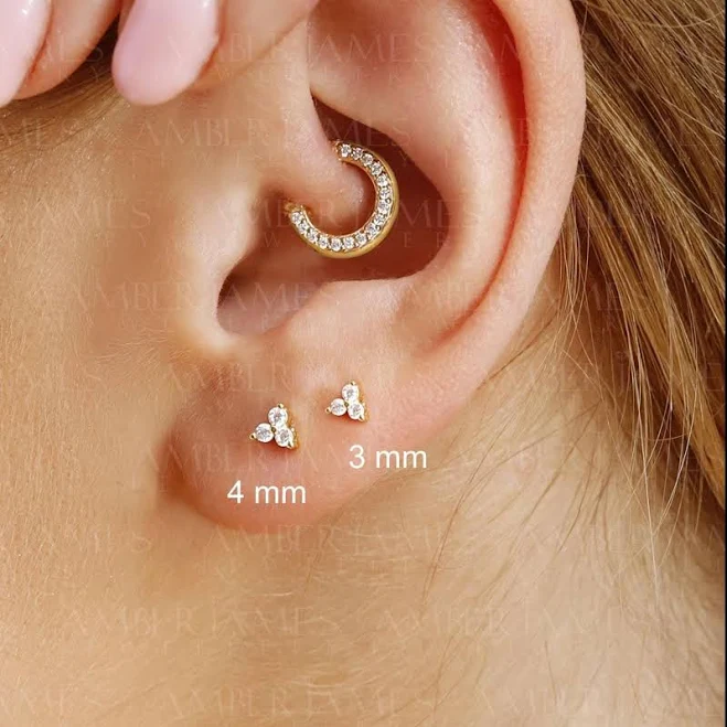 18K Gold Plated 925 Sterling Silver Tiny Stud Earrings