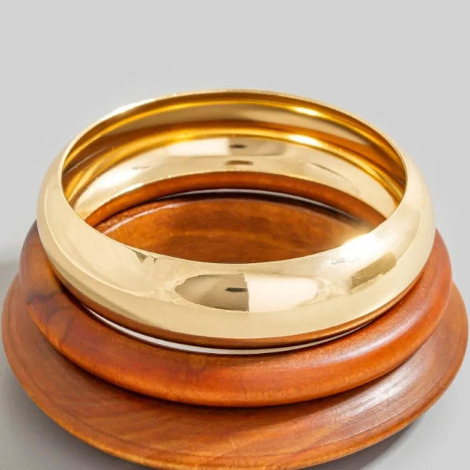 Nina + Leigh Golden Timber Wood Bangle Set