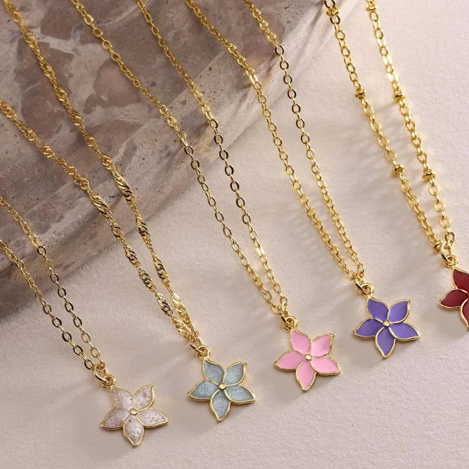 Dainty Flower Enamel Necklace