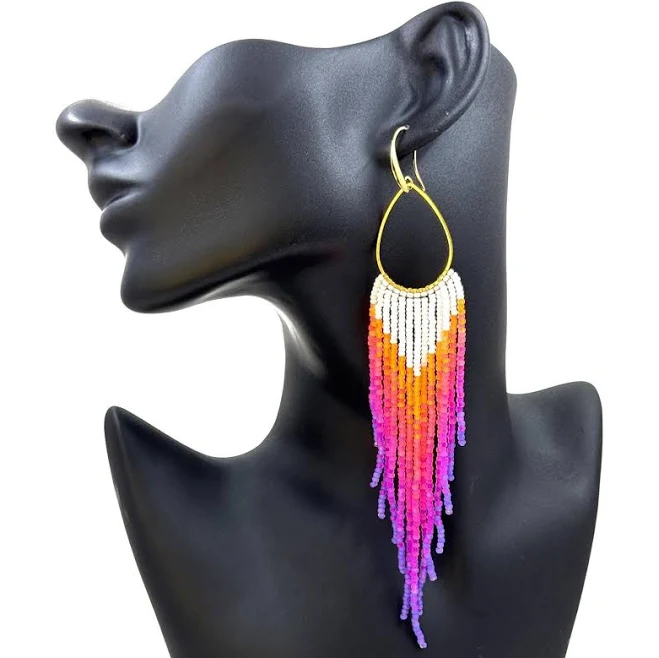 Beaded Fringe Teardrop Charm
