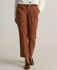 Organic Stretch Cotton Twill Straight Leg Cropped Pants