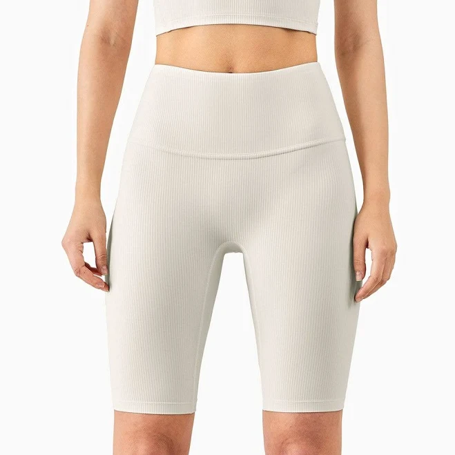Women's High Waist Ribbed Yoga Shorts