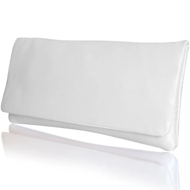 Ivory satin bridal wedding clutch handbag HAPPILY EVER AFTER Strap