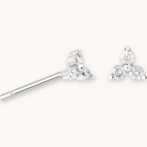 Astrid & Miyu Silver Triple Crystal Stud Earrings