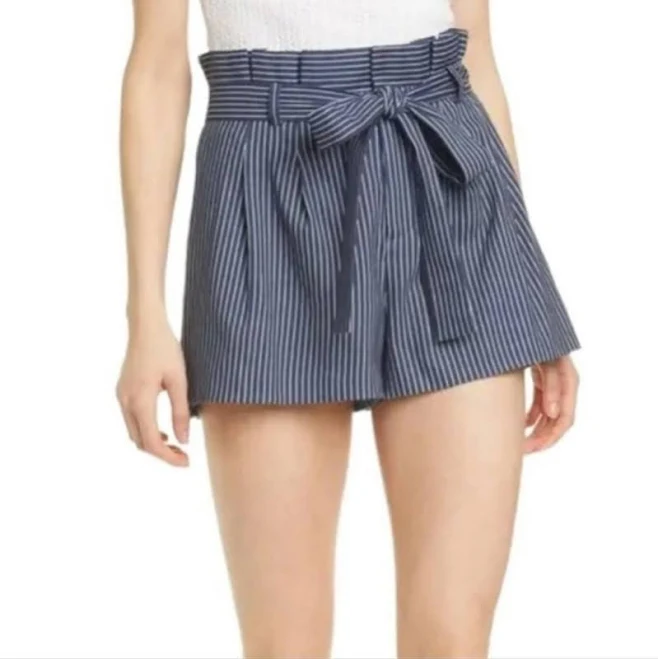 Alice + Olivia Shorts | Alice-+ Olivia Laurine Paper Bag High Waist Navy Stripe Shorts Size 4 | Color: Blue/White | Size: 4 | Melissfowler's Closet