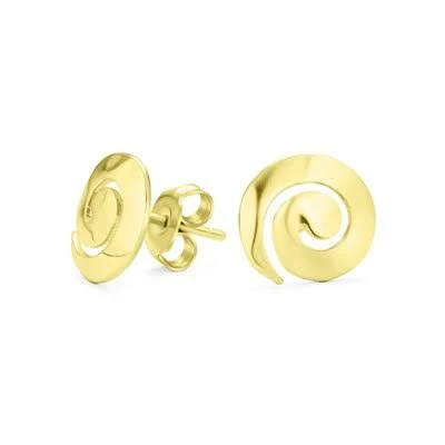 Hammered Geometric Swirl Stud Earrings in 14K Gold & Sterling Silver