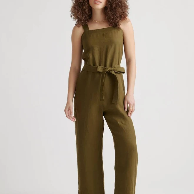 Quince Women's European Linen Square Neck Jumpsuit