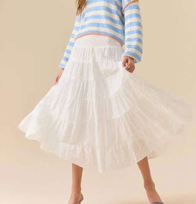 Altar'd State Lynley Tiered Cotton Midi Skirt