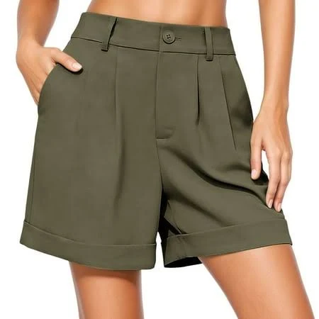 Women's Dressy High-Waisted Pleated Shorts