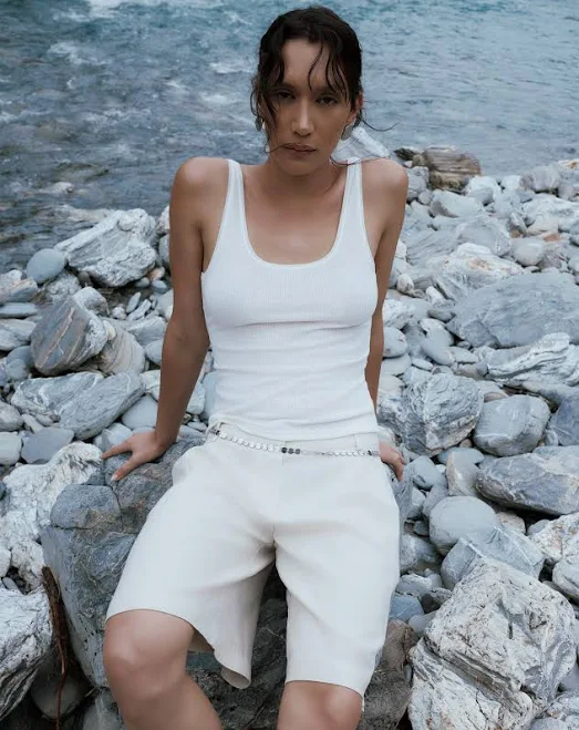 Edt. Linen Blend Scoop Neck Tank