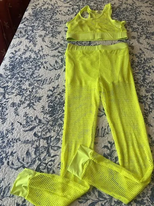 Ellie & Kate Neon Yellow Mesh Activewear Set – Women’s Large (l) – 2