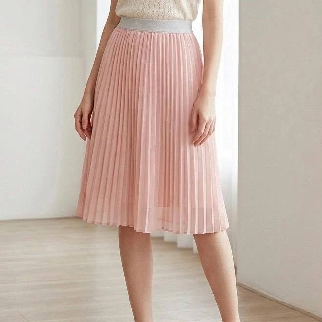 Chiffon Pleated Midi Length Skirt
