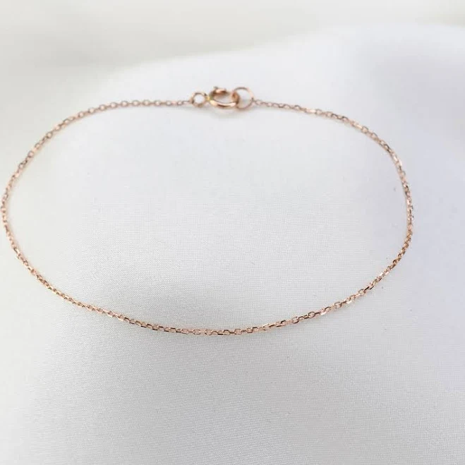 14K Rose Gold Dainty Chain Bracelet