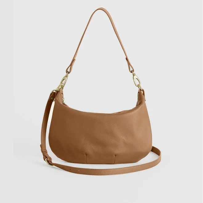 Quince Women's Italian Leather Convertible Crescent Shoulder Bag