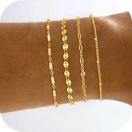 14k Gold Plated Dainty Twisted Rope Chain Bracelets
