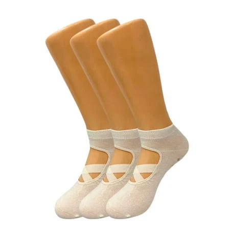AWS/ American Made Women's Non-Slip Grip Yoga Socks with Straps
