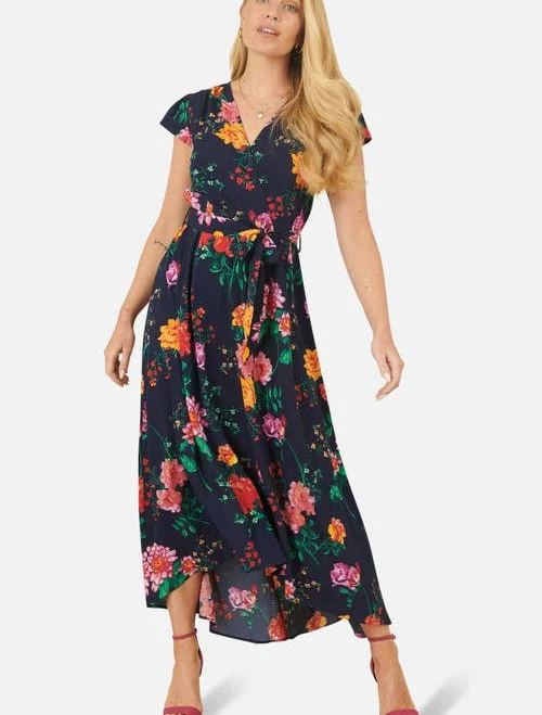 Yumi Flower Print Wrap Midi Dress