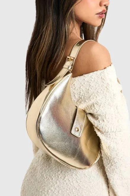 Boohoo Women's Half Moon Leather Shoulder Bag