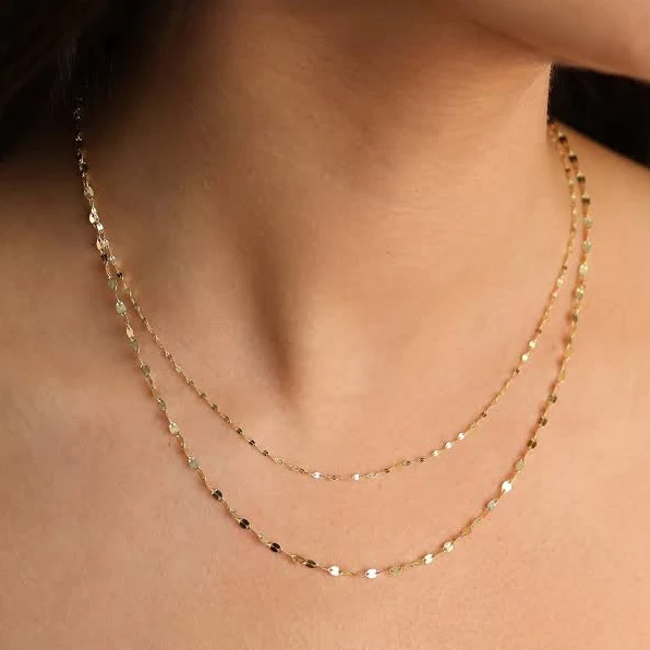 14K Gold Dainty Layered Chain Necklace
