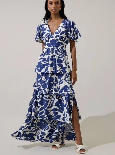 Sugarlips Maurea Floral Amabel Tiered Maxi Dress