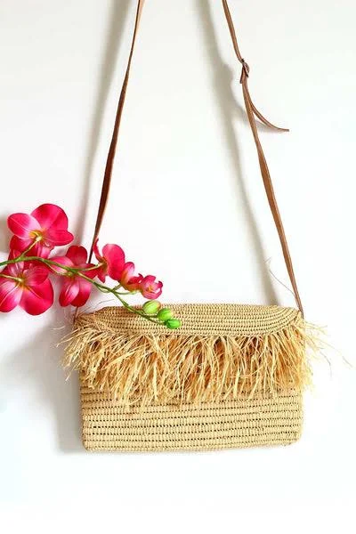 Raffia Fringe Crossbody