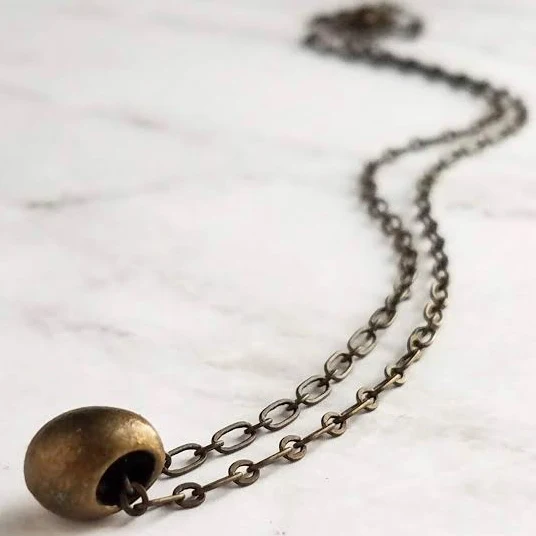 Antique Bronze Teardrop Necklace