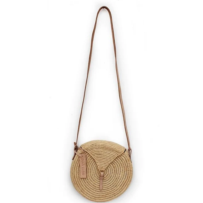 Raffia Crossbody Leather Handle