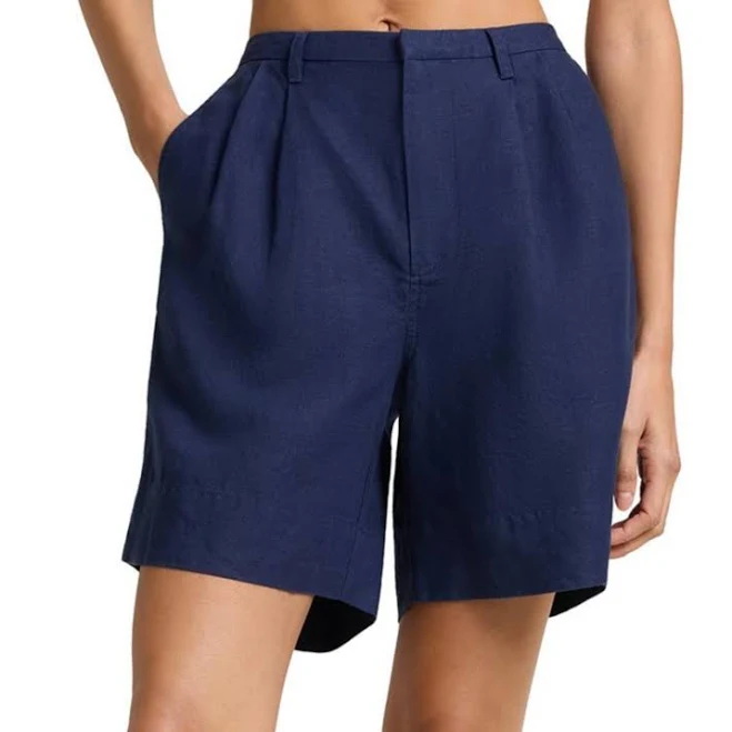 Onia Women's Air Linen Pleated Bermuda Shorts