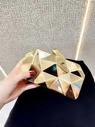 Geometric Faceted Hardcase Clutch MNBF137 - Gold