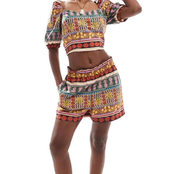 Vero Moda Truly Tropical High Waist Cotton Shorts