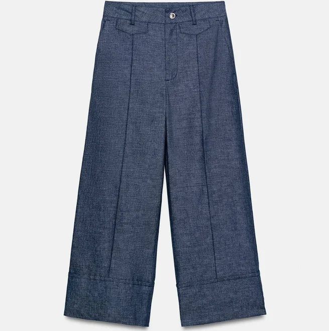 Zara Linen Culotte Pants