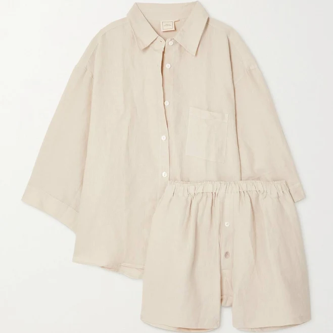 Deiji Studios The 03 Washed-linen Shirt And Shorts Set Women