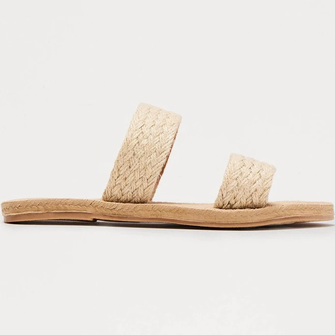 Fashion Nova Women's Coconut Jute Slip-On Sandals